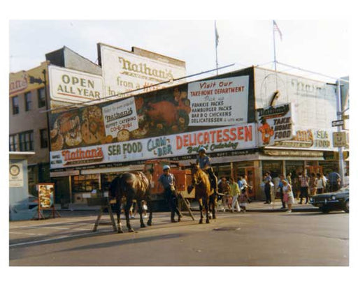 NYPD on horseback - Coney Island  Brooklyn NY 1971 Old Vintage Photos and Images