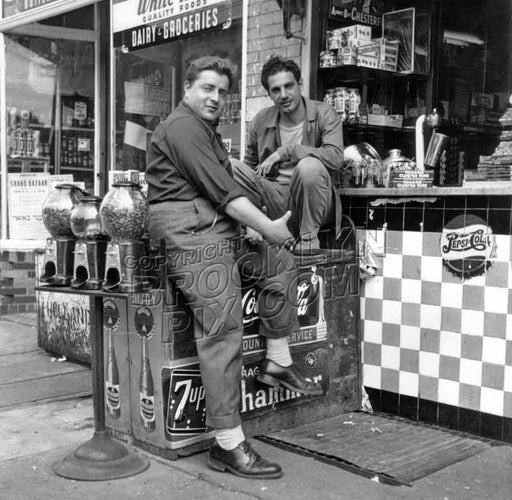 Two guys on the street -  836 Sutter Avenue, 1948 Old Vintage Photos and Images
