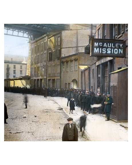 Outside the McAuley Mission Bldg.  - Lower East Side in 1900  NYC Old Vintage Photos and Images