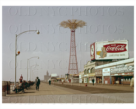 Parachute Coney Island Boardwalk 1958 Old Vintage Photos and Images