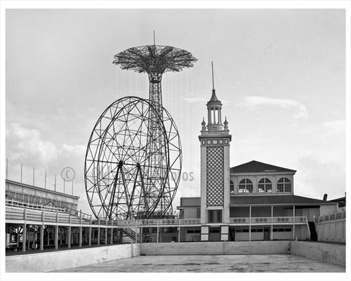Parachute jump & Ferris Wheel Old Vintage Photos and Images