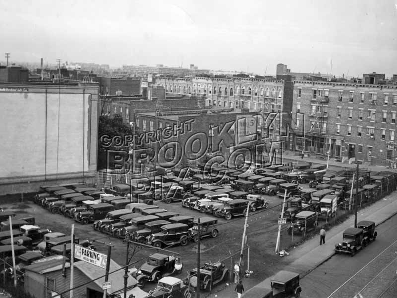 Parking lot on south side of East New York Avenue between Amboy and Herzl Streets, 1935 Old Vintage Photos and Images
