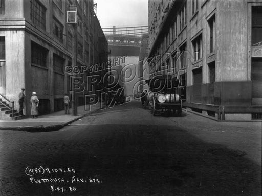 Plymouth Street west from Jay Street, showing both bridges, 1930 Old Vintage Photos and Images