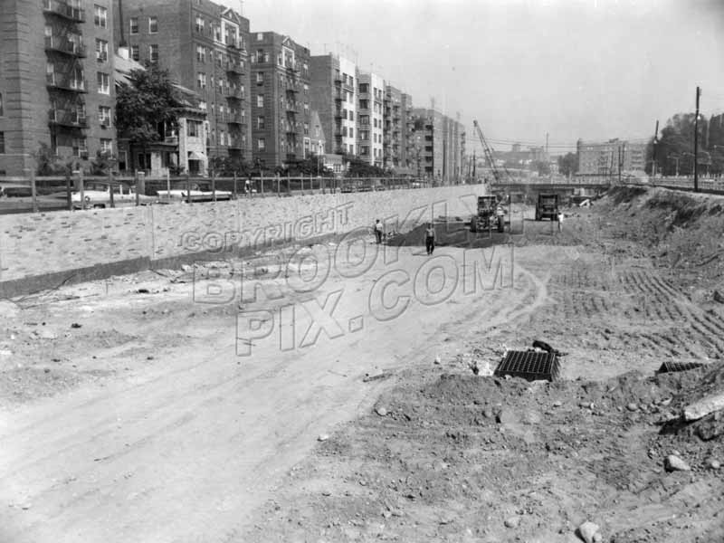 Prospect Expressway under construction, looking north from near Church Avenue, 1960 Old Vintage Photos and Images