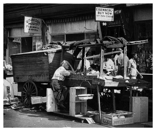 Pushcart Market - Tough Day - Brownsville - Brooklyn NY Old Vintage Photos and Images