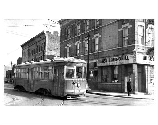 Putnam Ave Line passing by Mike's Bar & Grill Old Vintage Photos and Images