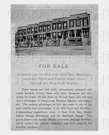 Real Estate Promo Sunset Park 46th Street 3rd & 4th Avenue 1880 Old Vintage Photos and Images