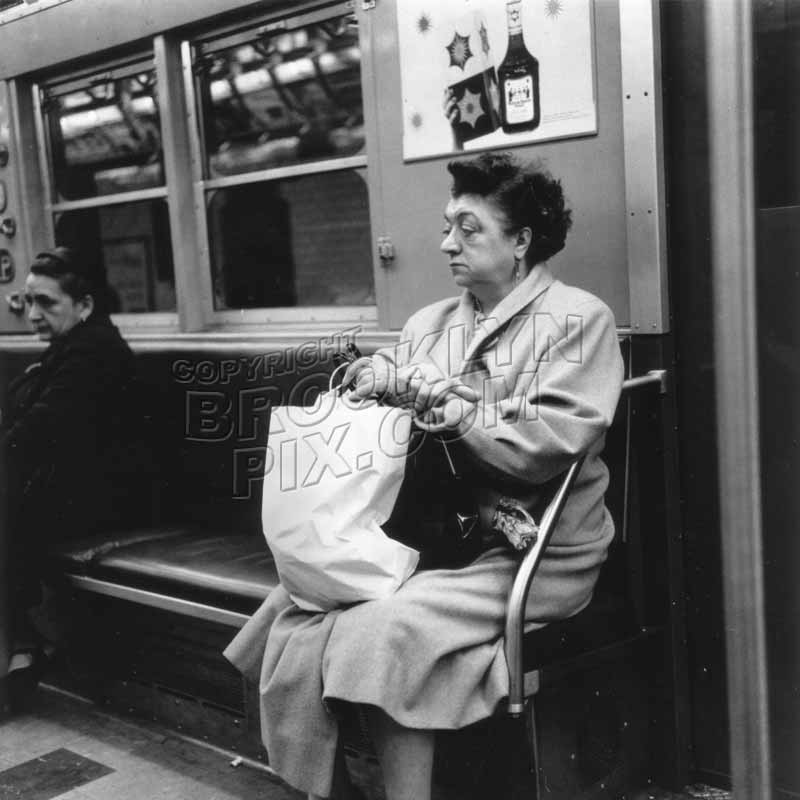 Returning from a shopping trip on the IRT, c.1960 Old Vintage Photos and Images