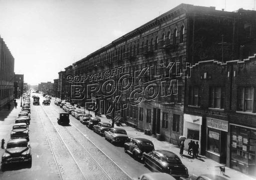 Rockaway Avenue looking south from Livonia Avenue elevated station platform, 1952 Old Vintage Photos and Images