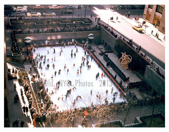 Rockefeller Plaza - Ice Skating Rink Open in Winter Old Vintage Photos and Images