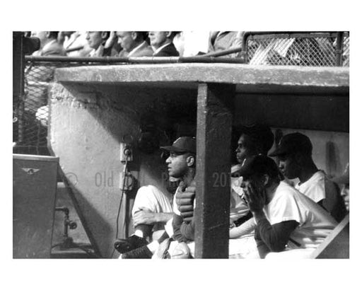 Roy Campenella & the rest of the Dodgers in the dugout at Ebbets Field 1956 - Brooklyn NY