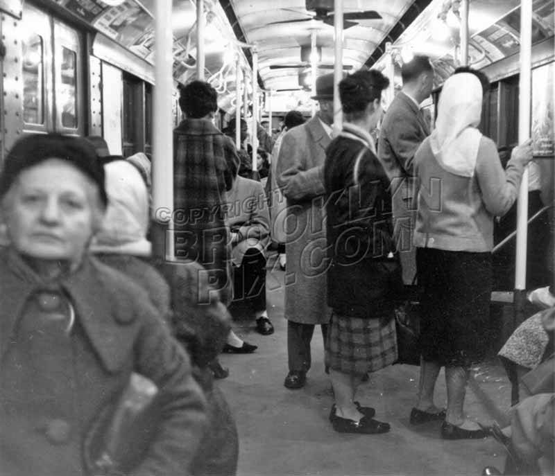 Rush hour on an IND R-1/9 car, c.1960 Old Vintage Photos and Images