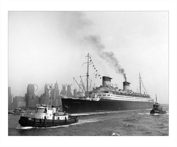 S.S. Liberte with Manhattan in the background Old Vintage Photos and Images