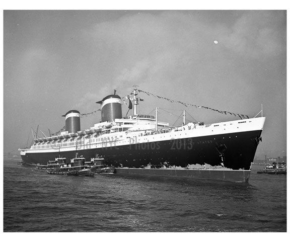 S.S.United States in New York Harbor Old Vintage Photos and Images