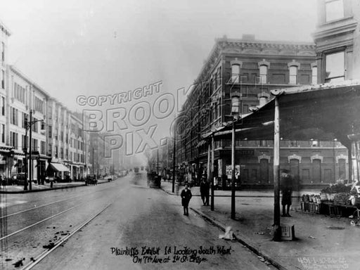 Seventh Avenue looking southwest to First Street; PS 321 now on the right, 1922 Old Vintage Photos and Images