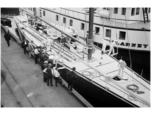 Shamrock' on an unlnow dock in Brooklyn 1914 Old Vintage Photos and Images