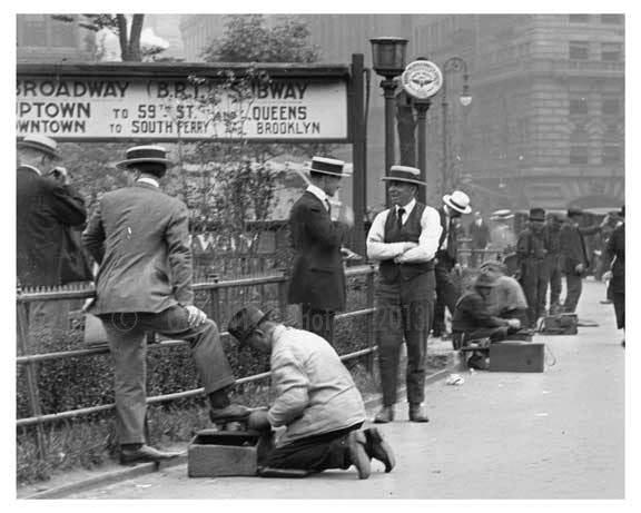 Shoe shiners at at Union Square Park , NY  1922 IV Old Vintage Photos and Images
