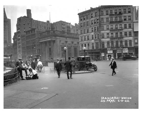 Shoe shiners & IRT entrance at Union Square Park , NY  1922 IV Old Vintage Photos and Images