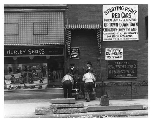 Shoe Shiners on Broadway & 40th Street  - Midtown Manhattan - 1915 Old Vintage Photos and Images