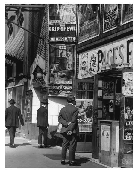side walk view of shops off 14th Street & 6th Ave - Greenwich Village - Manhattan - New York, NY 1916 A Old Vintage Photos and Images