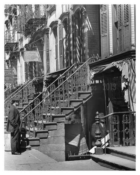 side walk view of shops off 14th Street & 6th Ave - Greenwich Village - Manhattan - New York, NY 1916 D Old Vintage Photos and Images