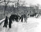 Skating at Tompkins Park looking north to Lafayette Avenue, 1942