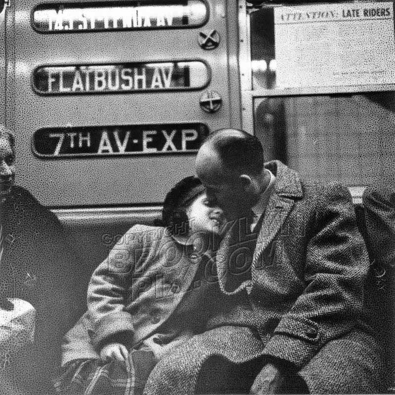 Snuggle on the IRT, c.1955 Old Vintage Photos and Images