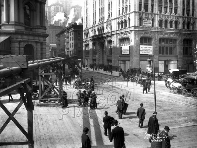 Soon to be opened Woolworth Building from Broadway and Mail Street, 1913 Old Vintage Photos and Images