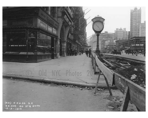South East corner of  Broadway & 40th Street - Midtown Manhattan - 1915 Old Vintage Photos and Images