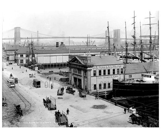 South Street with Brooklyn Bridge in the background circa 1900 Old Vintage Photos and Images