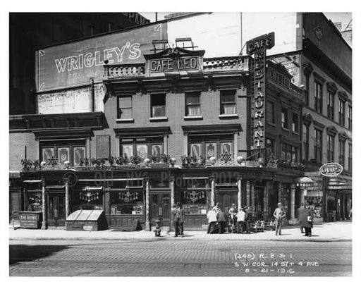 South west corner of 14th Street & 4th Avenue - Greenwich Village - Manhattan, NY 1916 A Old Vintage Photos and Images