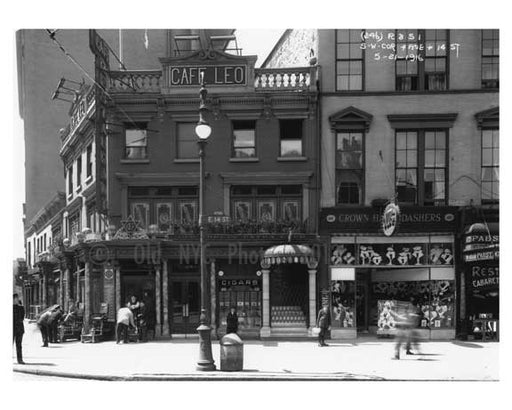 South west corner of 14th Street & 4th Avenue - Greenwich Village - Manhattan, NY 1916 C Old Vintage Photos and Images