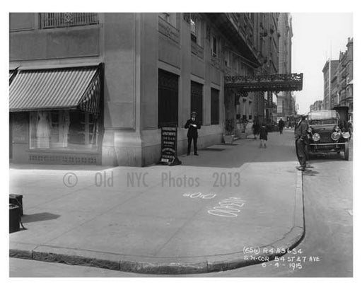 Southwest corner of  7th Avenue &  West 54th Street -  Midtown Manhattan 1914 Old Vintage Photos and Images