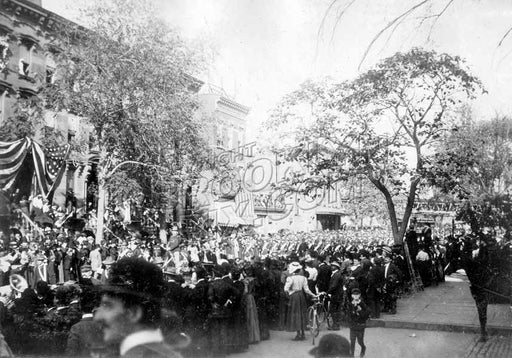 Spanish-American War parade on Hanson Place, looking east from South Portland Avenue, 1898 Old Vintage Photos and Images