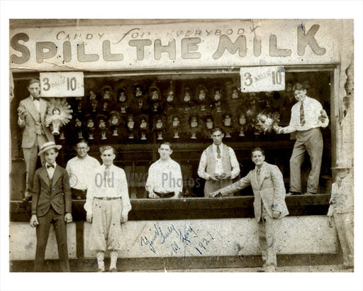 "Spill the milk" at Coney Island 1927 Old Vintage Photos and Images
