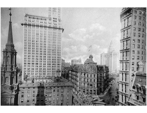 St. Pauls Church, Woolworth building, Post Office, Municipal Building & Park National Bank Old Vintage Photos and Images