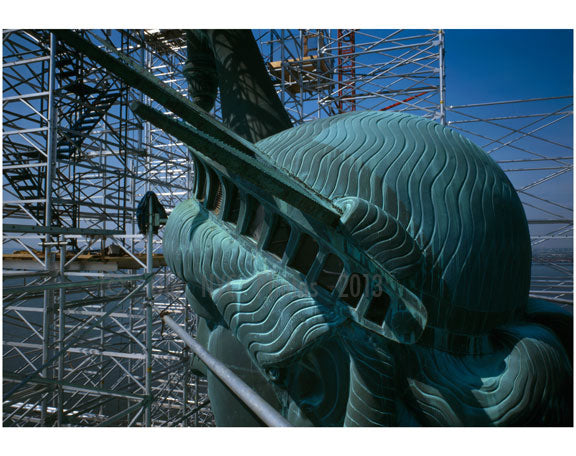 Statue of Liberty - left side of head in view - showing detail of crown Old Vintage Photos and Images