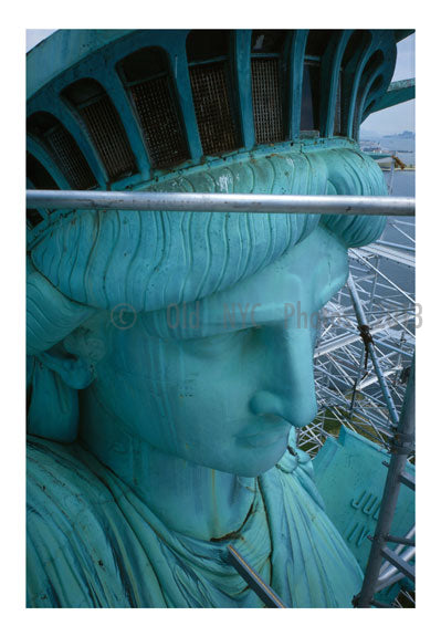 Statue of Liberty - upclose view of the face and crown looking northeast Old Vintage Photos and Images