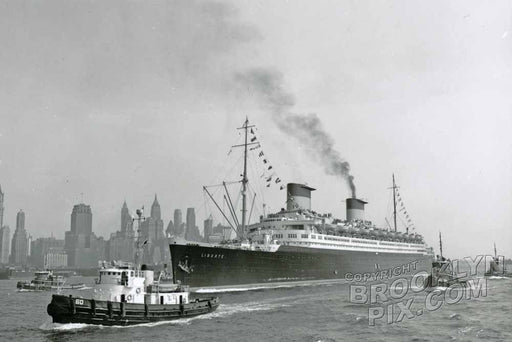 Steamship Liberte in the North River, 1950 Old Vintage Photos and Images