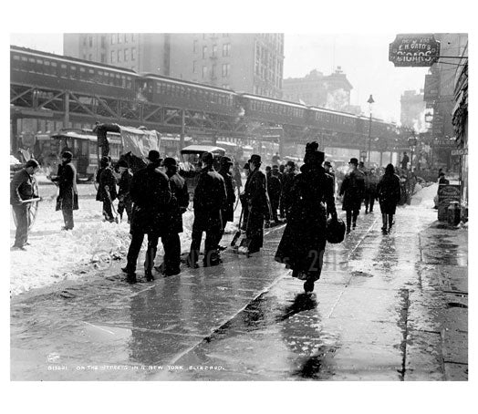 Streets of NY during a blizzard Old Vintage Photos and Images
