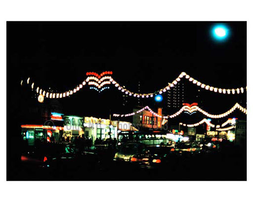Surf Avenue lit up at night  - Coney Island 1960s - Brooklyn, NY Old Vintage Photos and Images