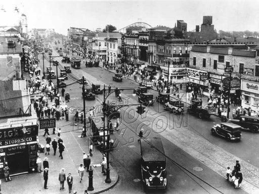 Surf Avenue looking east from Stillwell Avenue, 1930s Coney Island NY Old Vintage Photos and Images