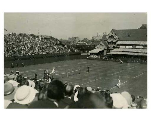 Tennis match between  Johnston V. Patterson 1922- Forest Hills  - Queens - NYC Old Vintage Photos and Images