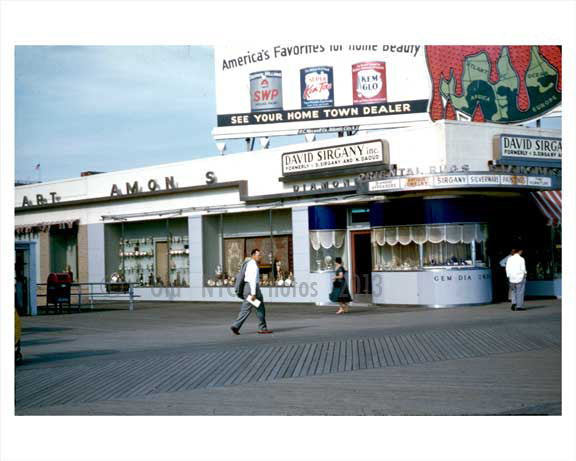 The boardwalk scene in Atlantic City N.J. 1960s