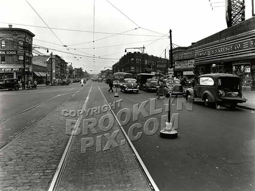 "The Junction" --Flatbush Avenue at Nostrand Avenue looking NW, 1945 Old Vintage Photos and Images