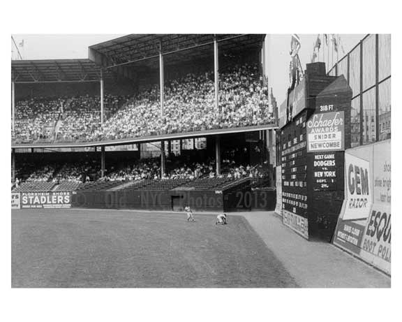 The outfield at Ebbets Field - Brooklyn NY 1957
