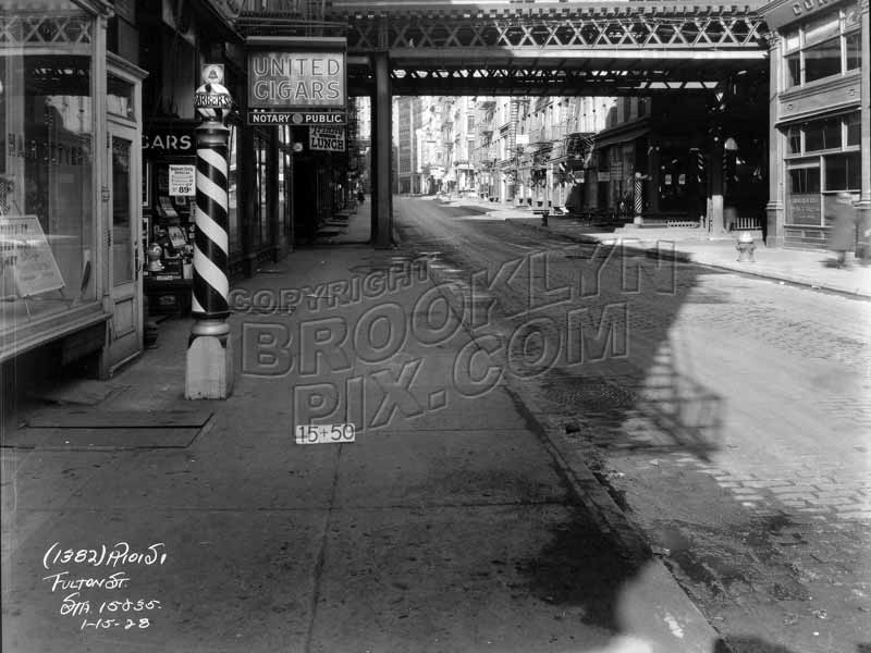 Third Avenue el on Pearl Street crossing Fulton Street, 1928 Old Vintage Photos and Images