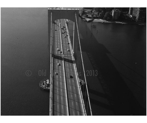 Throgs Neck Bridge - south tower looking along roadway Old Vintage Photos and Images