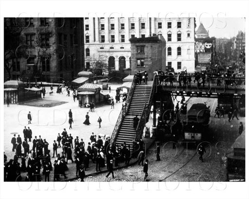 Broadway foot bridge Lower Manhattan 1905 Old Vintage Photos and Images