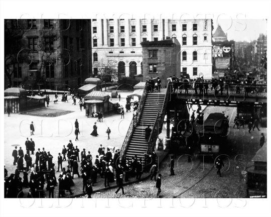 Broadway foot bridge Lower Manhattan 1905 Old Vintage Photos and Images